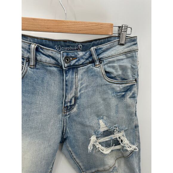 Crysp Denim Light Wash Blue Distressed Denim Bermuda Shorts Men's Size 30 - Picture 4 of 9